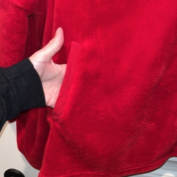 Soft cozy oversized plush red cowl neck loungewear sweatshirt fleece XL/1X - Picture 7 of 13